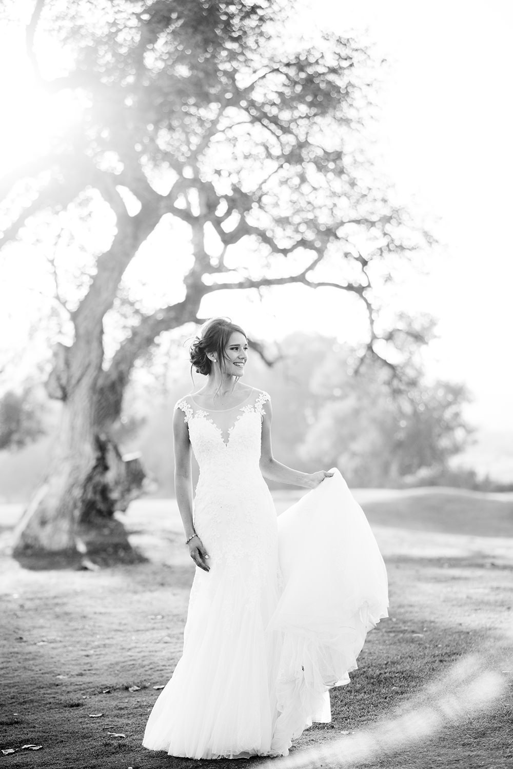 stunning bride image at carlton oaks country club black and white