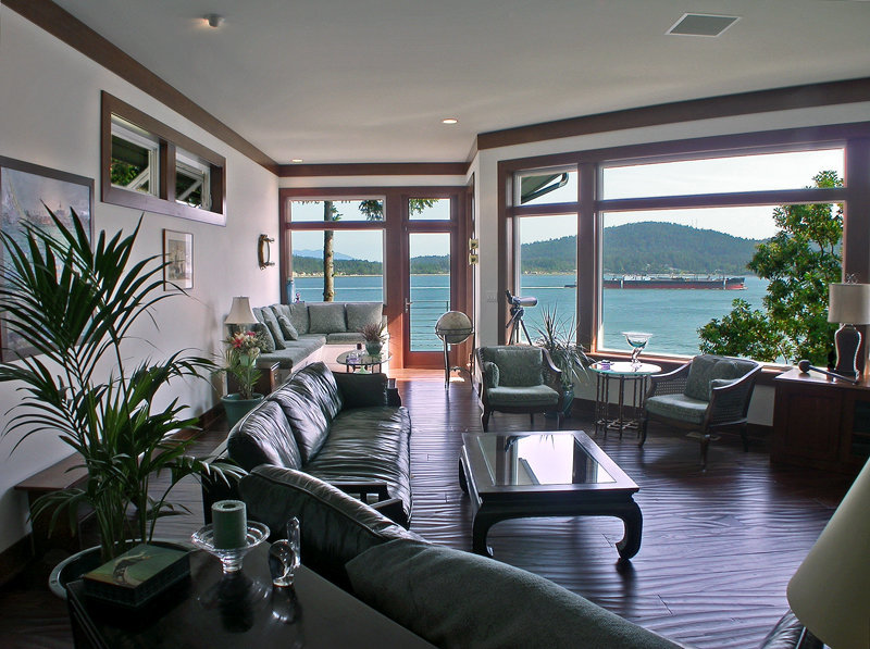 living room with water view
