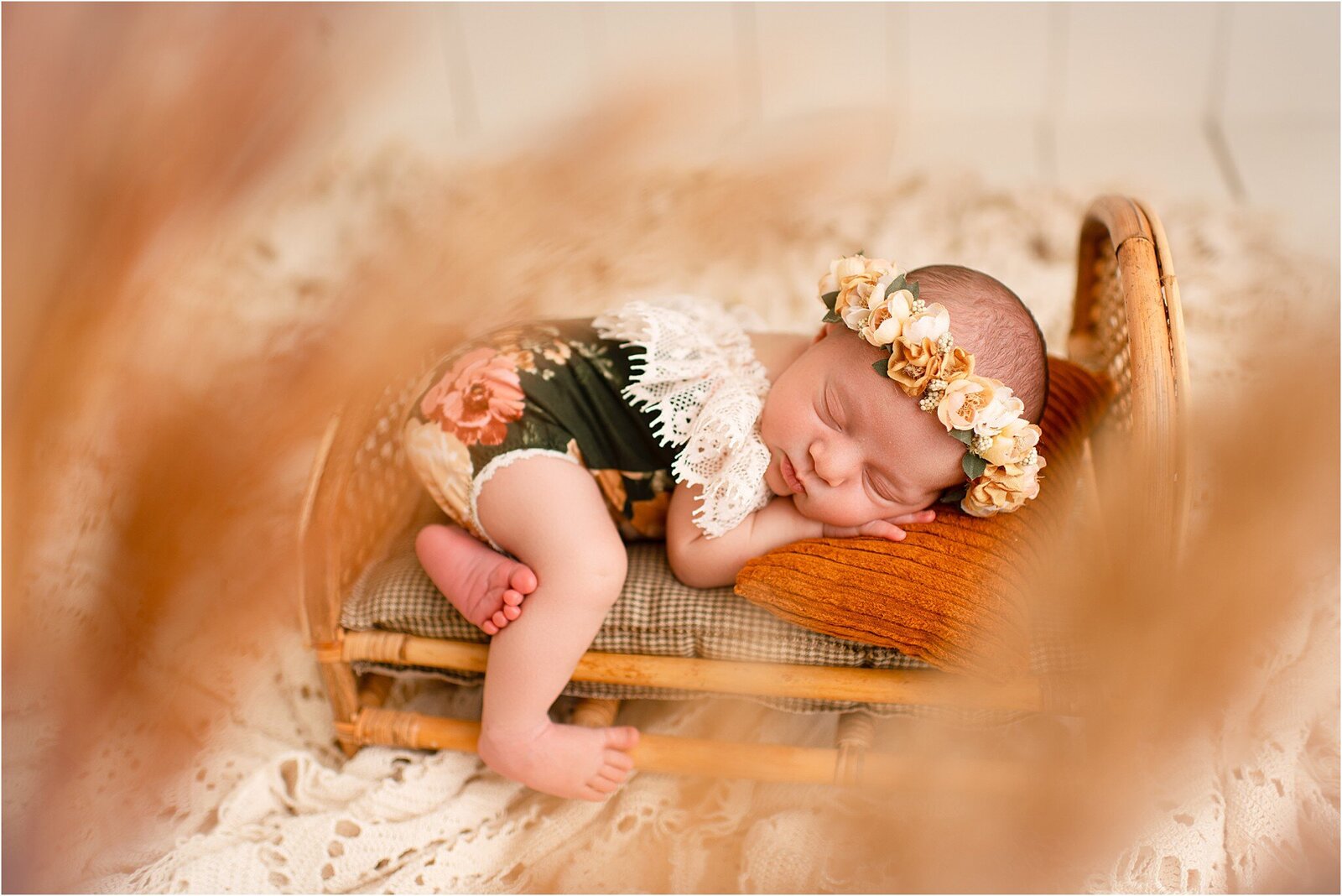 boho styled newborn photo