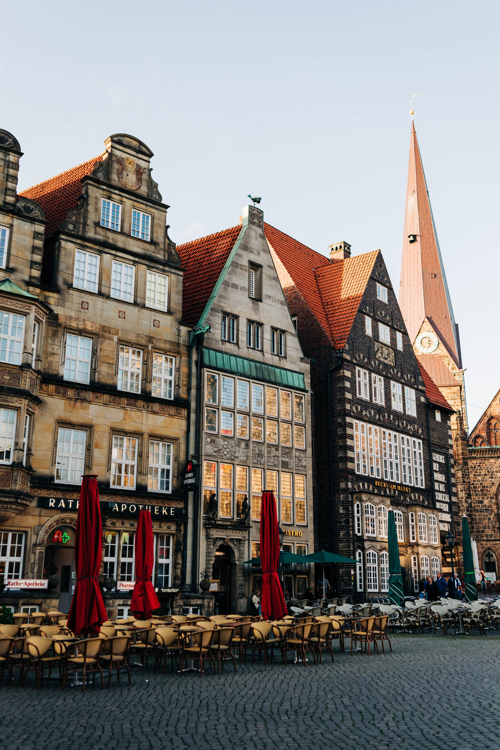 Famous buildings in the main square of Bremen