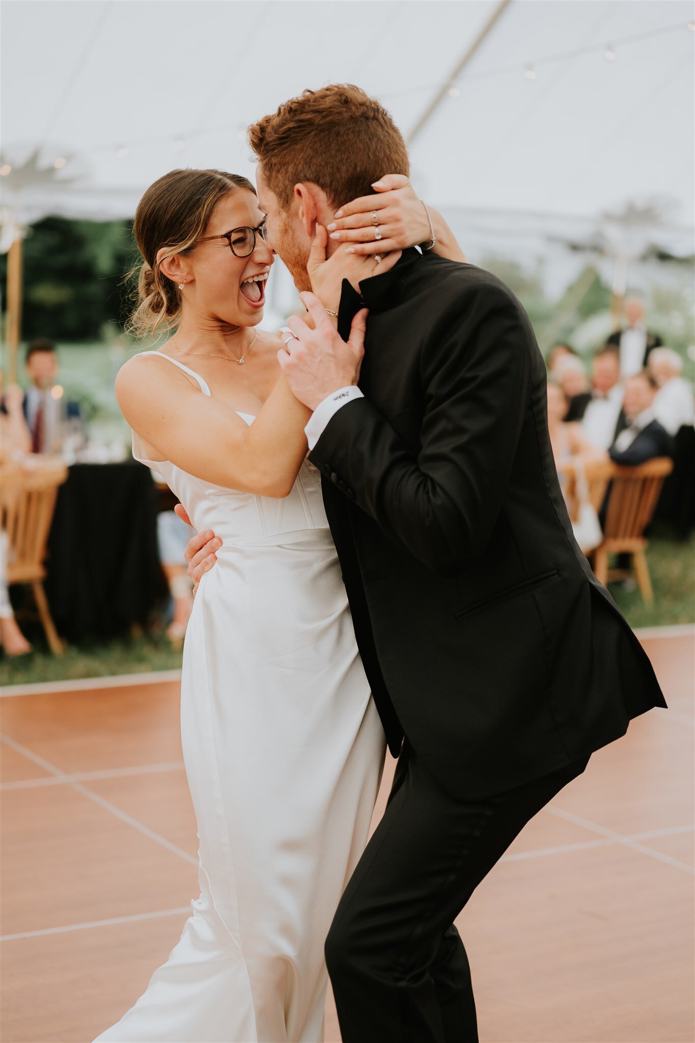 bride and groom's joyful first dance