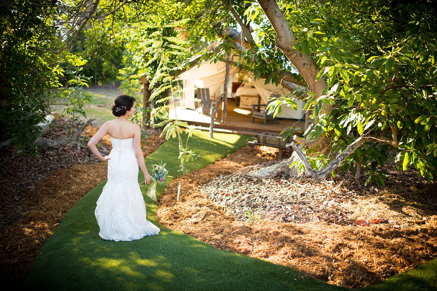 rustic camping with bride