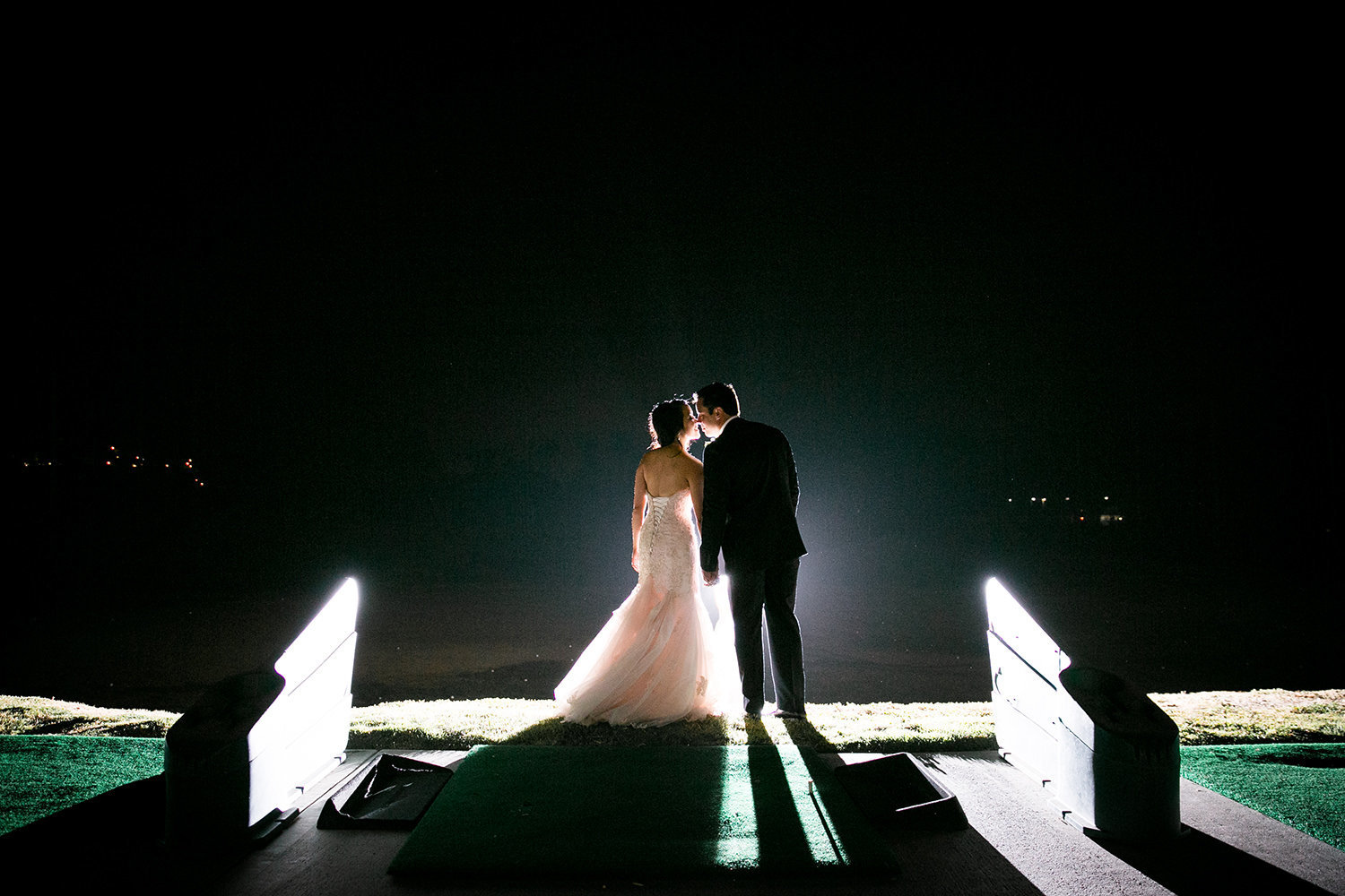 bride and groom at the beautiful wedgewood night photo