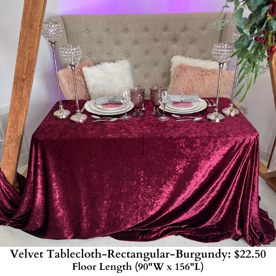 Velvet Tablecloth-Rectangular-Burgundy-919