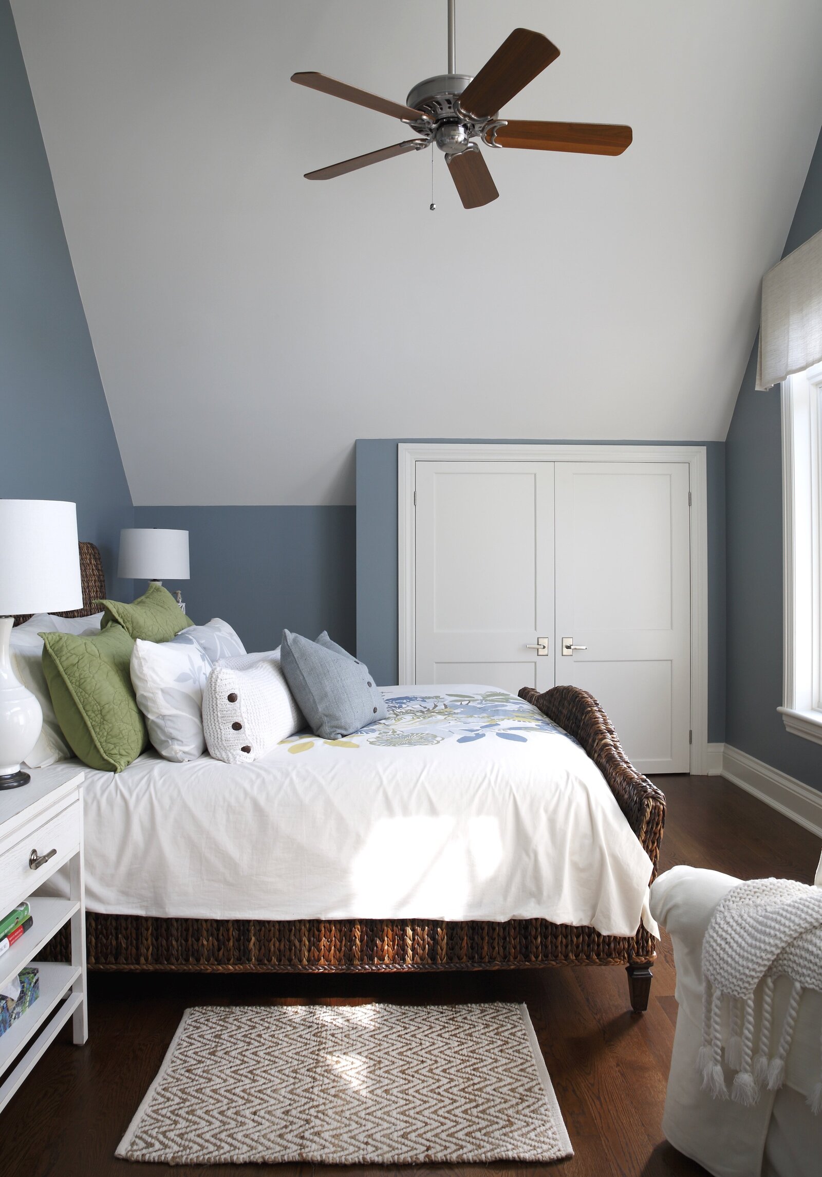 007-South Hampton-Beach House-Bedroom-Wicker Bed-Blue