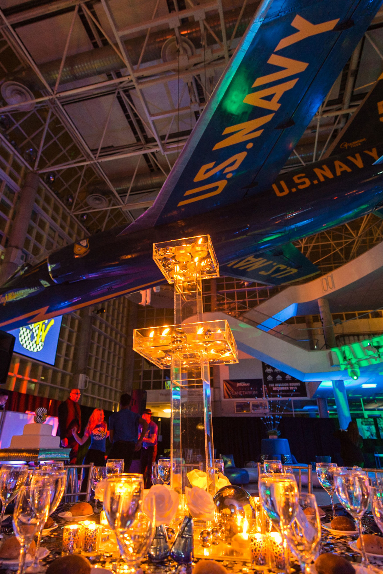 Center piece lit up at Cradle of Aviation