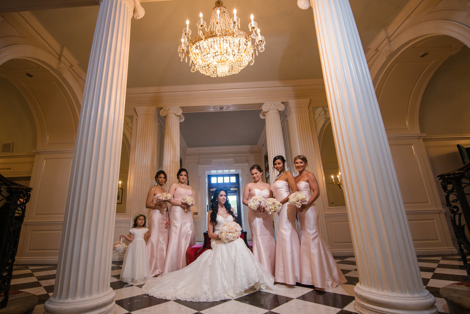 Bride and her bridesmaids at Glen Cove Mansion