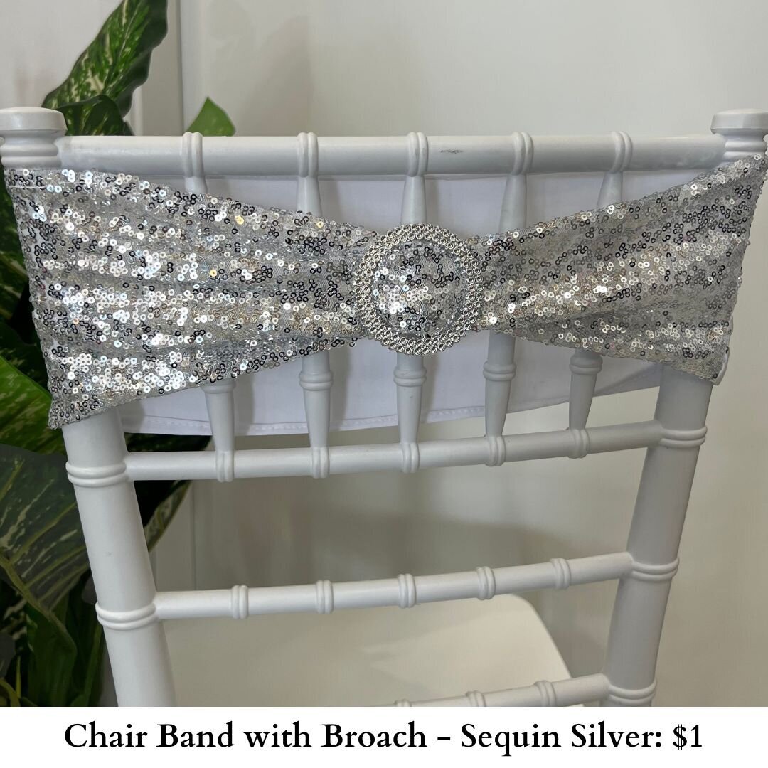 Chair Band with Broach-Sequin Silver-202