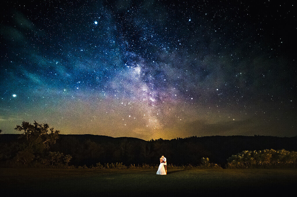 Vermont Wedding Couple Under Milky Way
