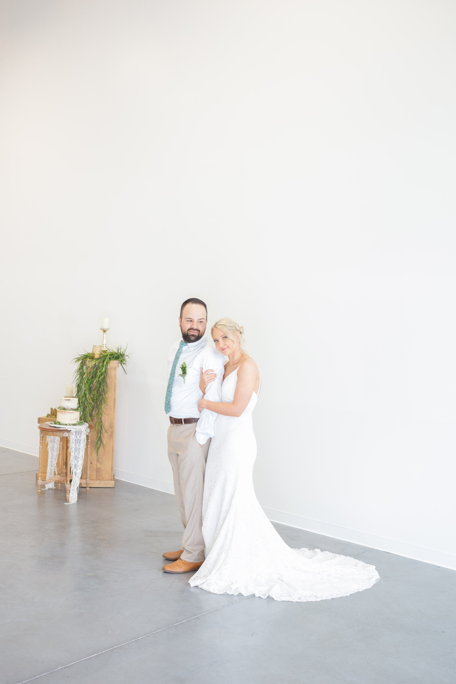 Seattle Wedding Photographers capture bride and groom standing together during bridal portraits