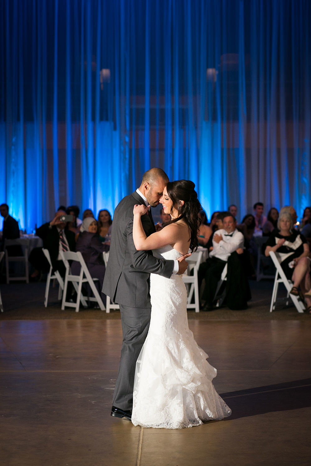 first dance with blue uplighting