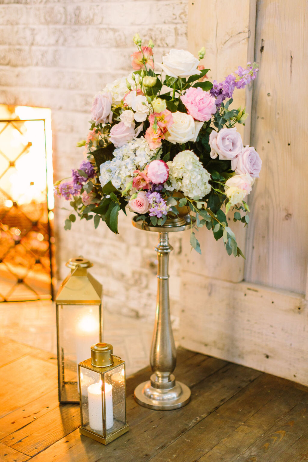 Table with flower centerpiece