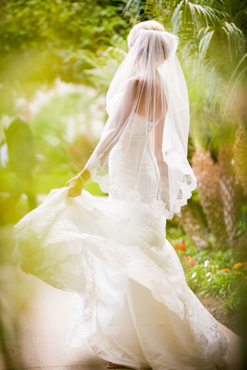 Elegant bridal portrait that shows movement