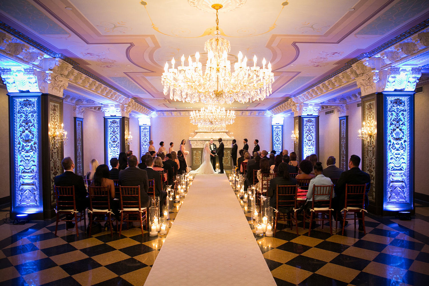 ceremony space with candles at us grant hotel