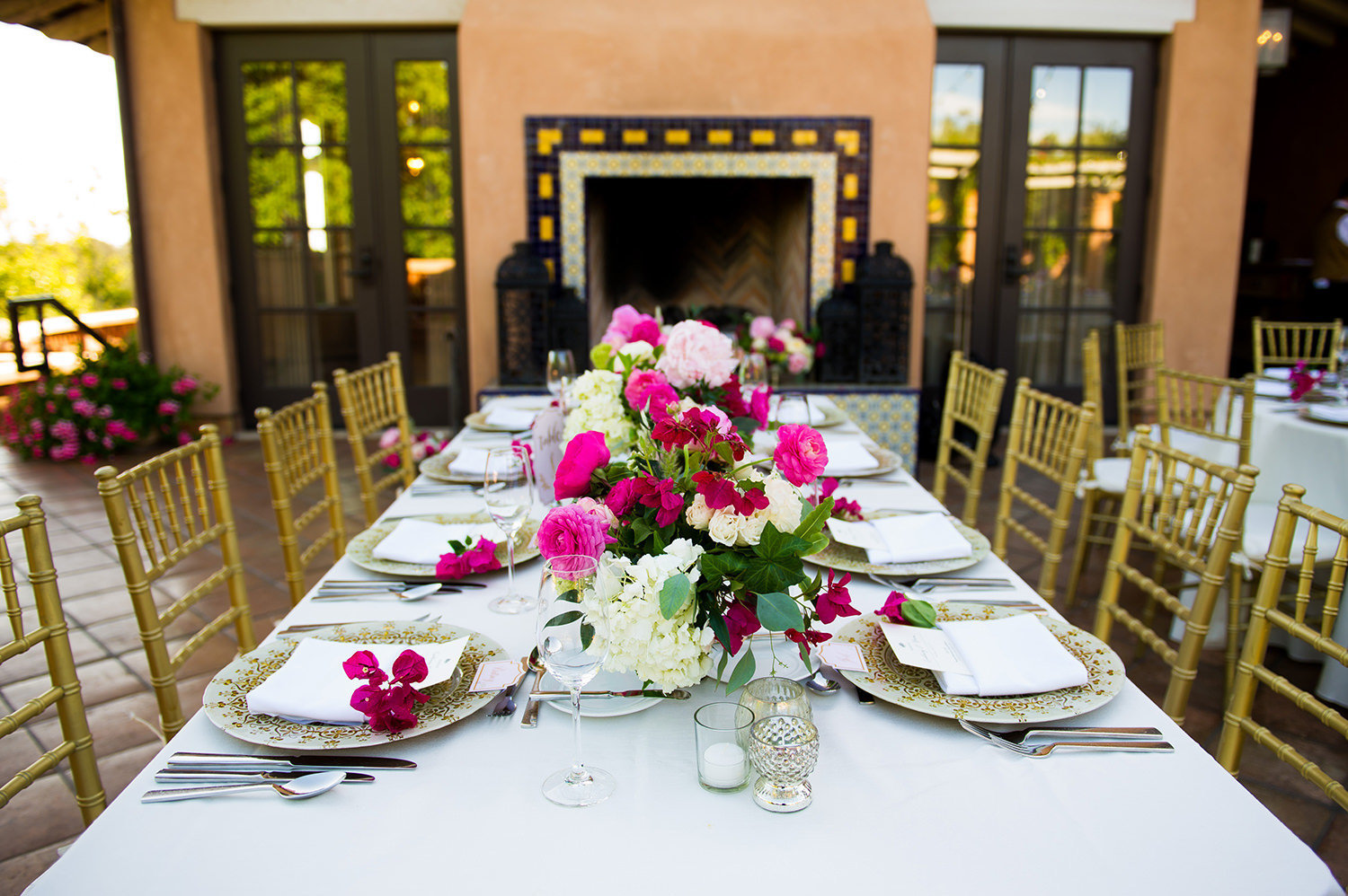 Exquisite table setting at a luxury wedding held at Rancho Valencia