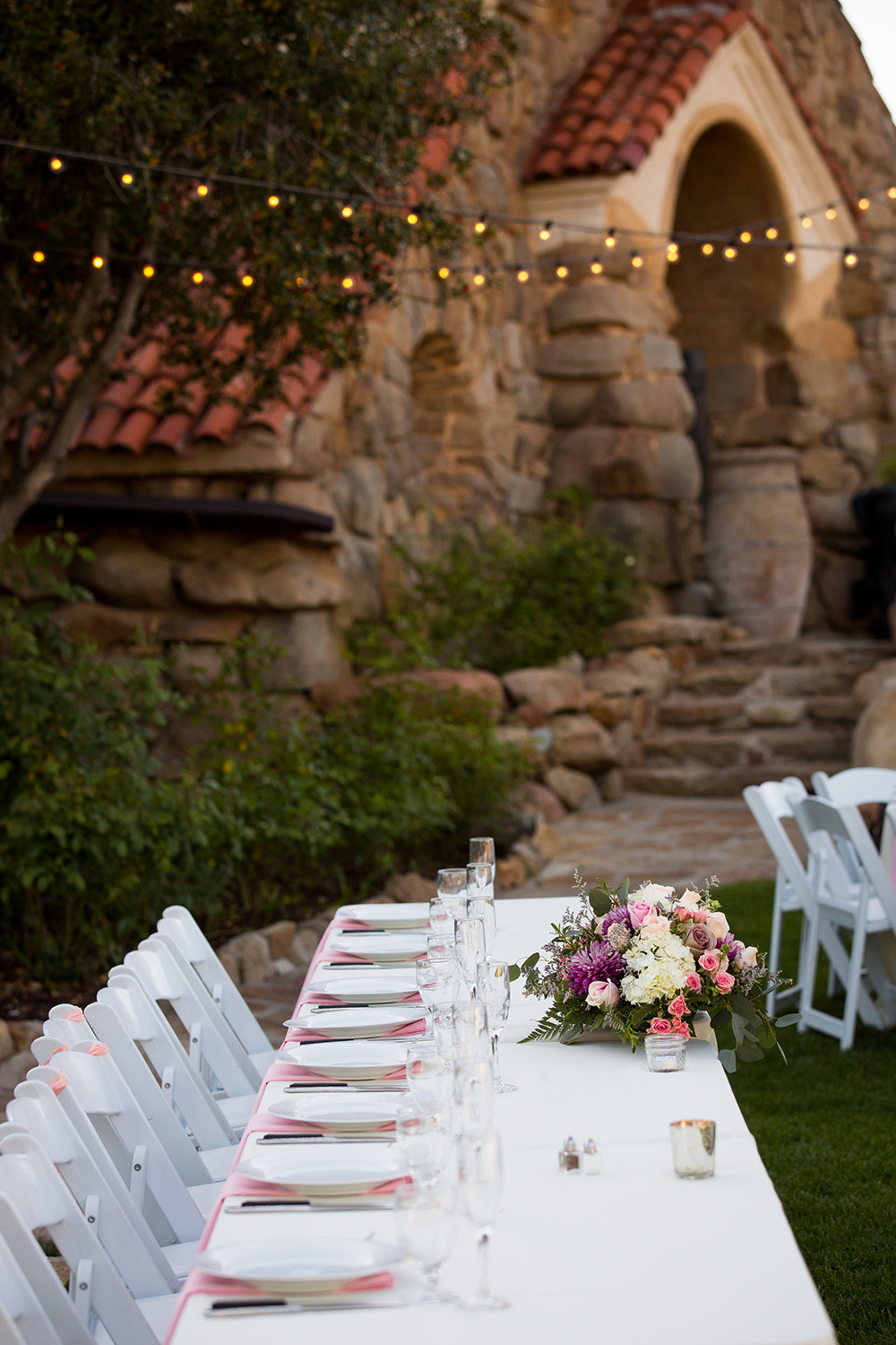 reception space with blush flowers