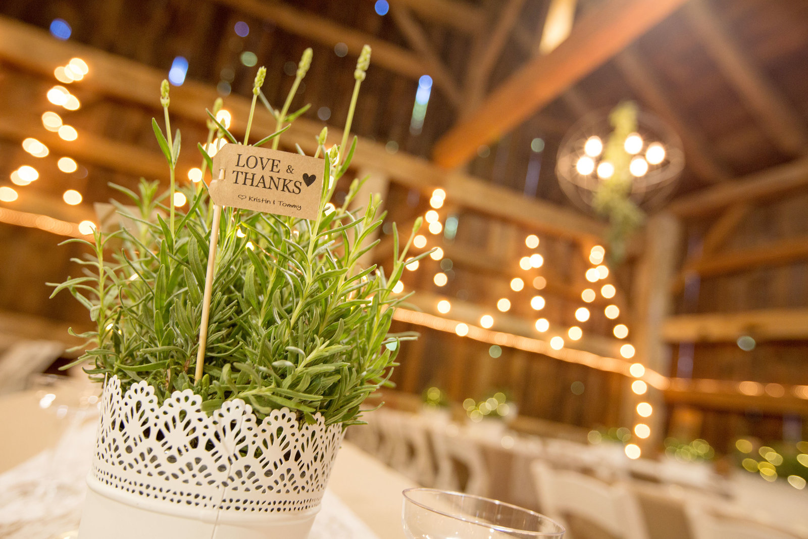 greenery centerpieces at George Weir Barn
