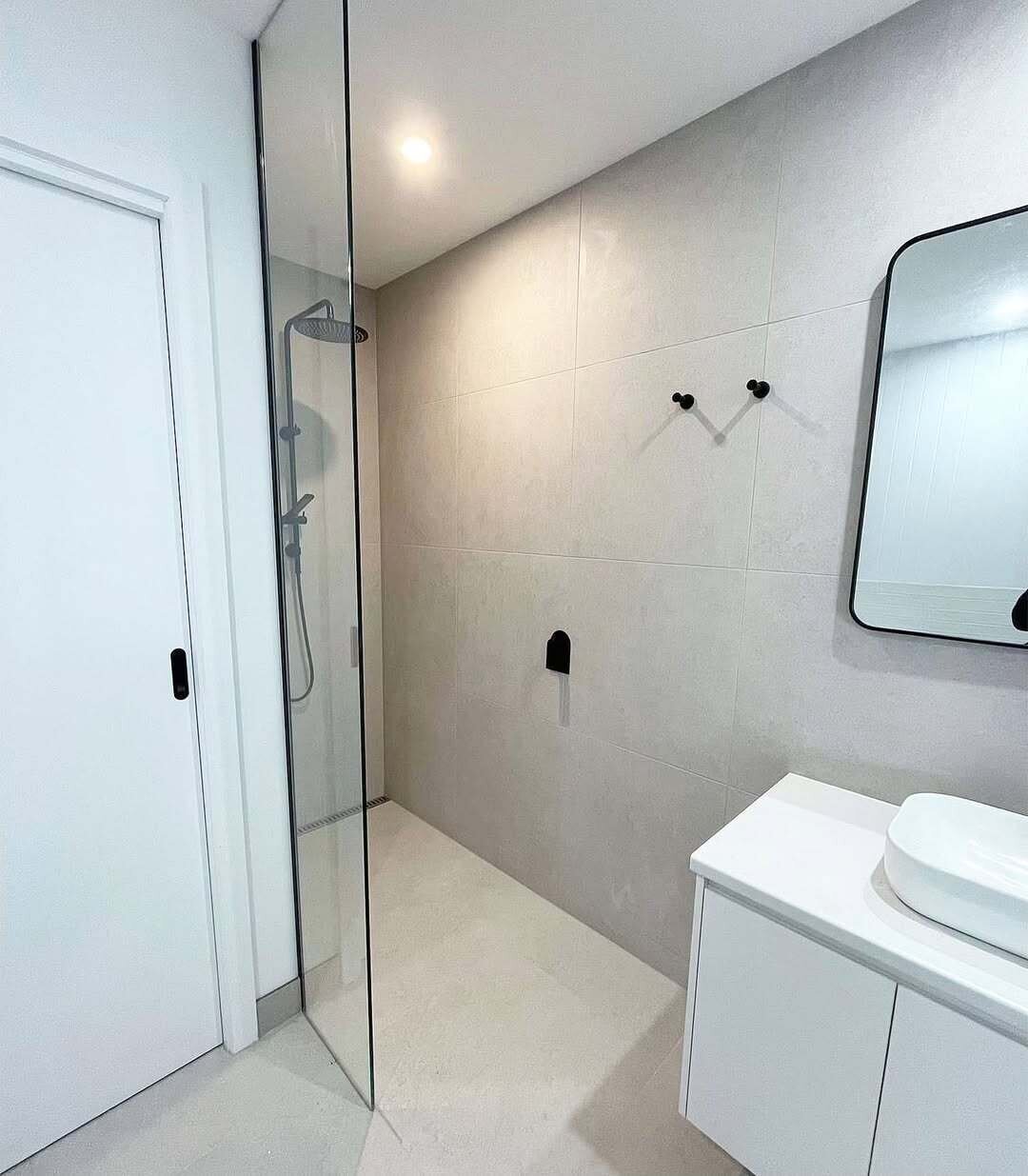 Finished walk-in shower by AR Construction in South West VIC