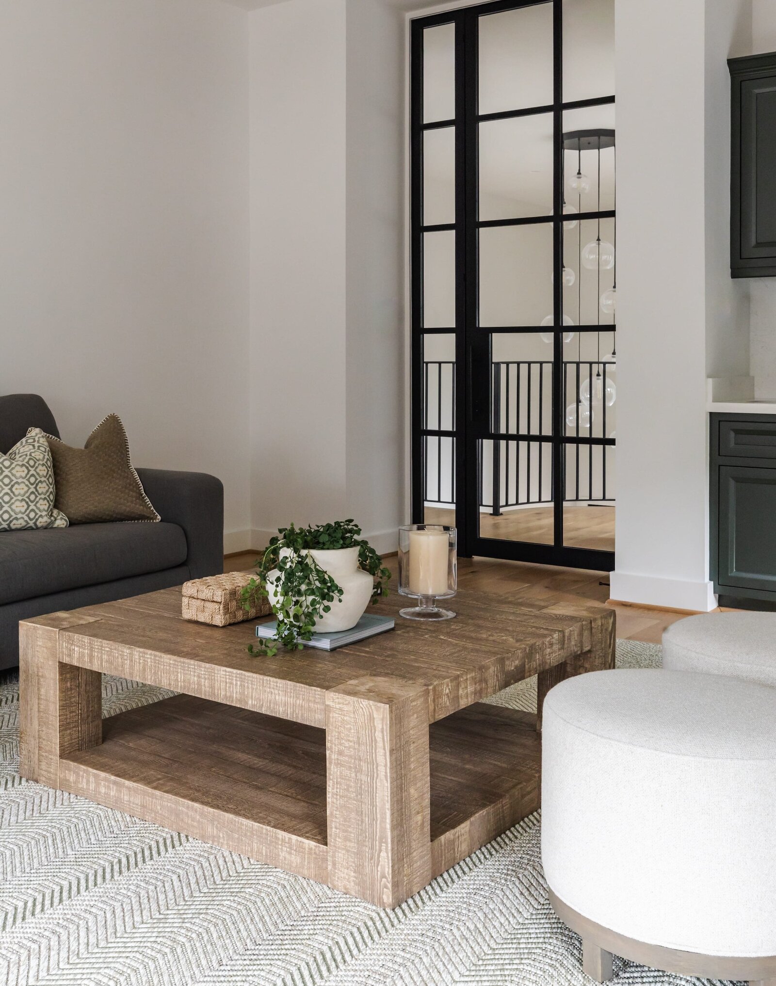vision and hammer living room with wooden coffee table