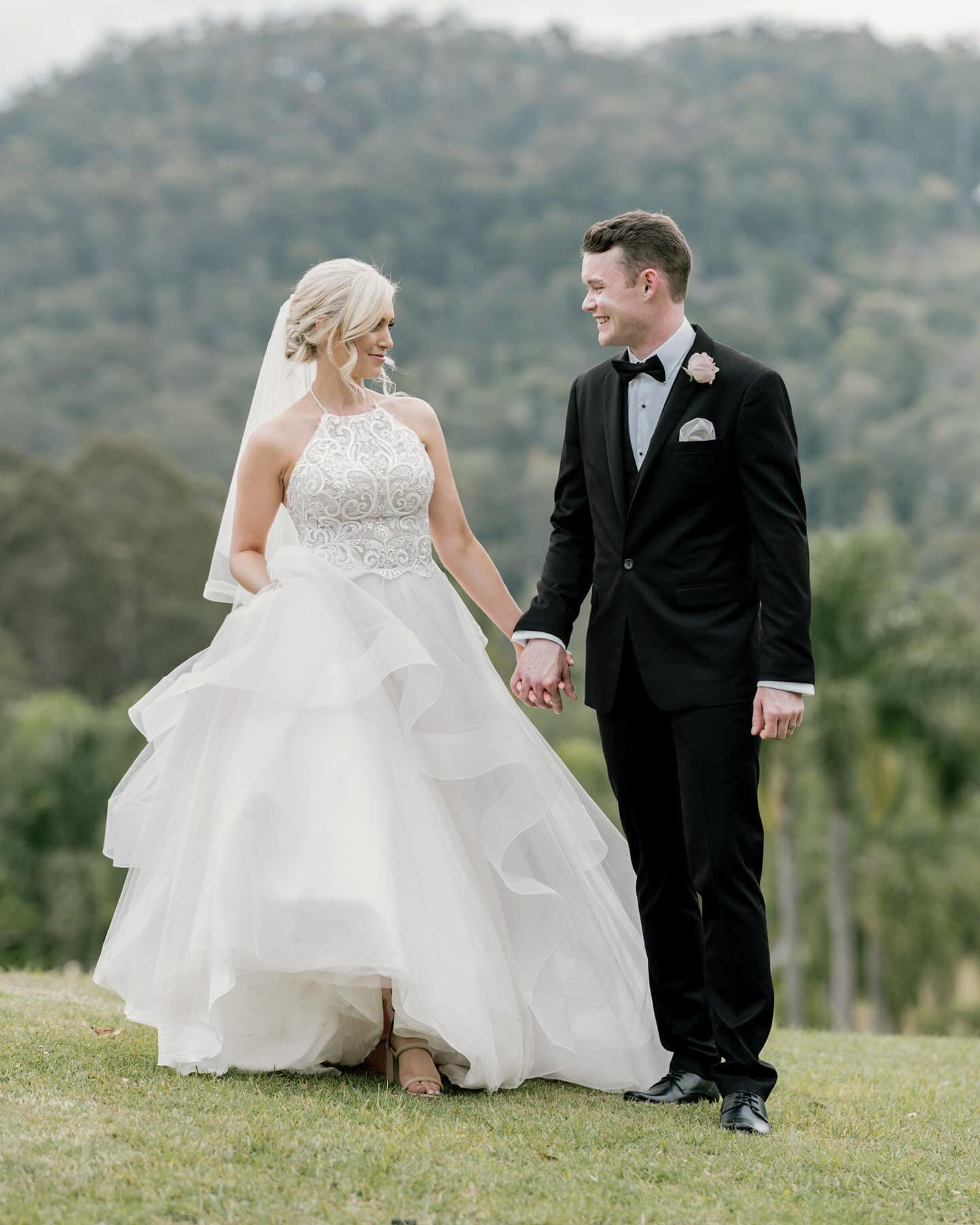 Bride and groom on their wedding day at Austinvilla Estate