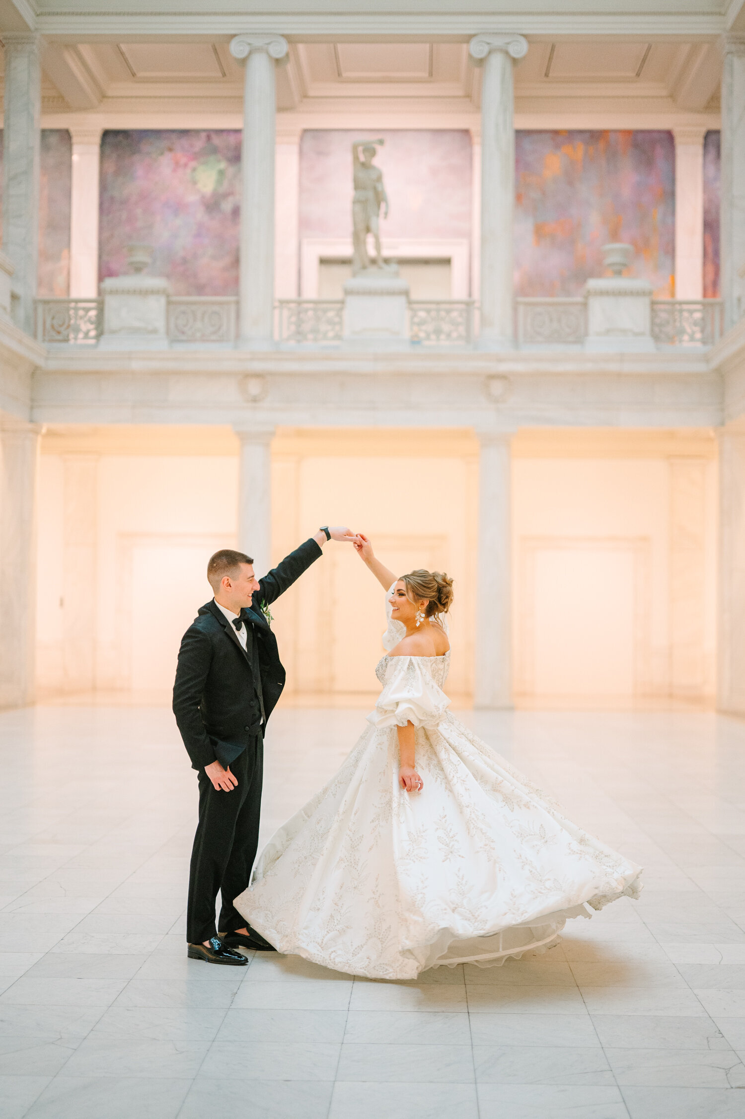 Carnegie-Museum-Hall-of-Sculptures-Pittsburgh-Wedding-Venue-Novalee-Events-Planner-Ballroom-Wedding-Gown
