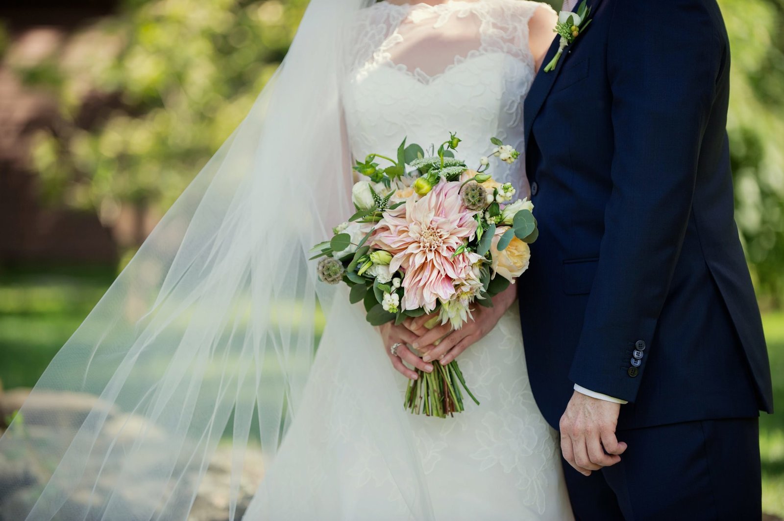 Gorgeous bridal bouquet with garden roses, and dahlias for home wedding in Connecticut CT