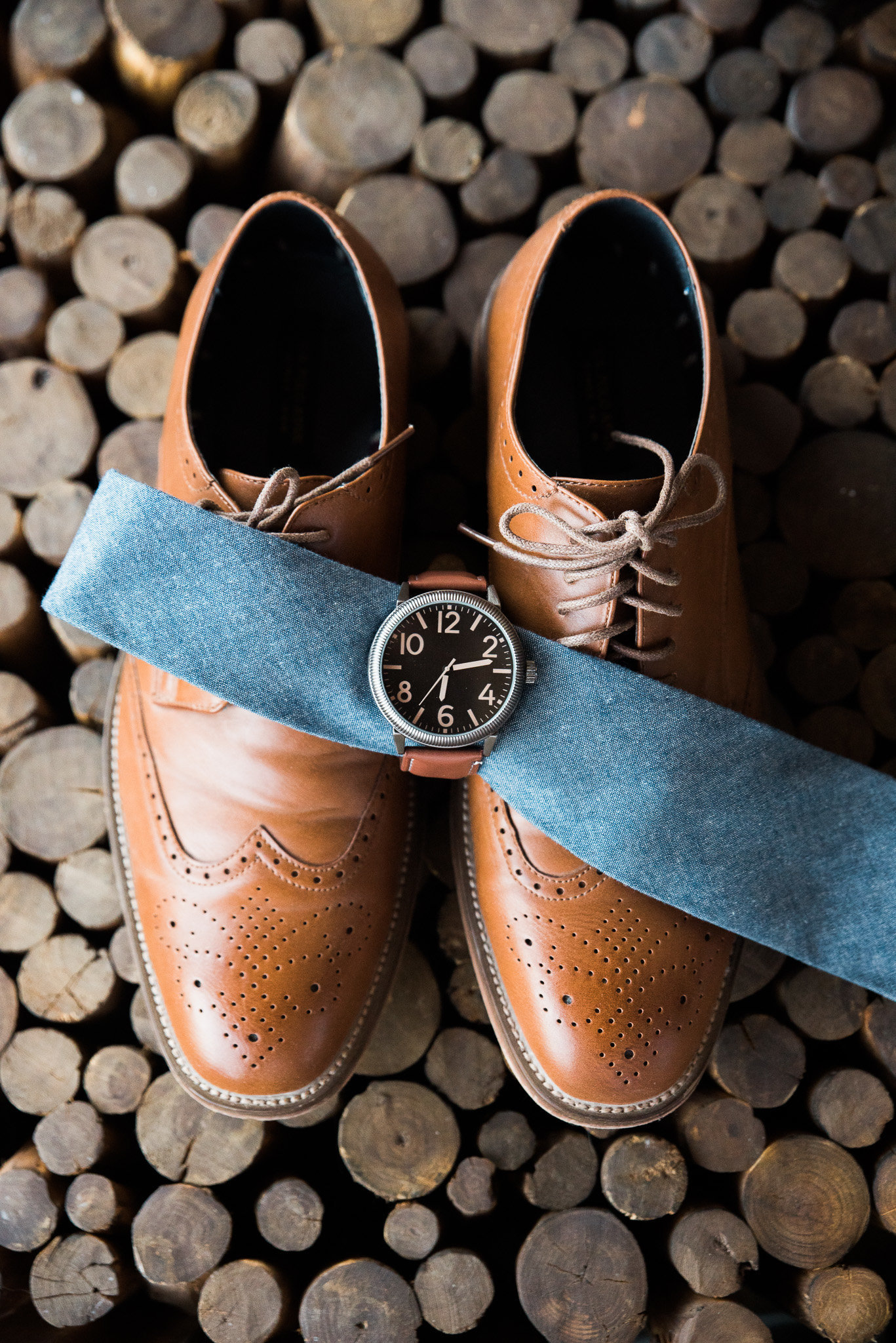 Tucson Kingan Gardens Wedding Photo of Groom Shoes, Tie, and Watch Details | Tucson Wedding Photographer | West End Photography
