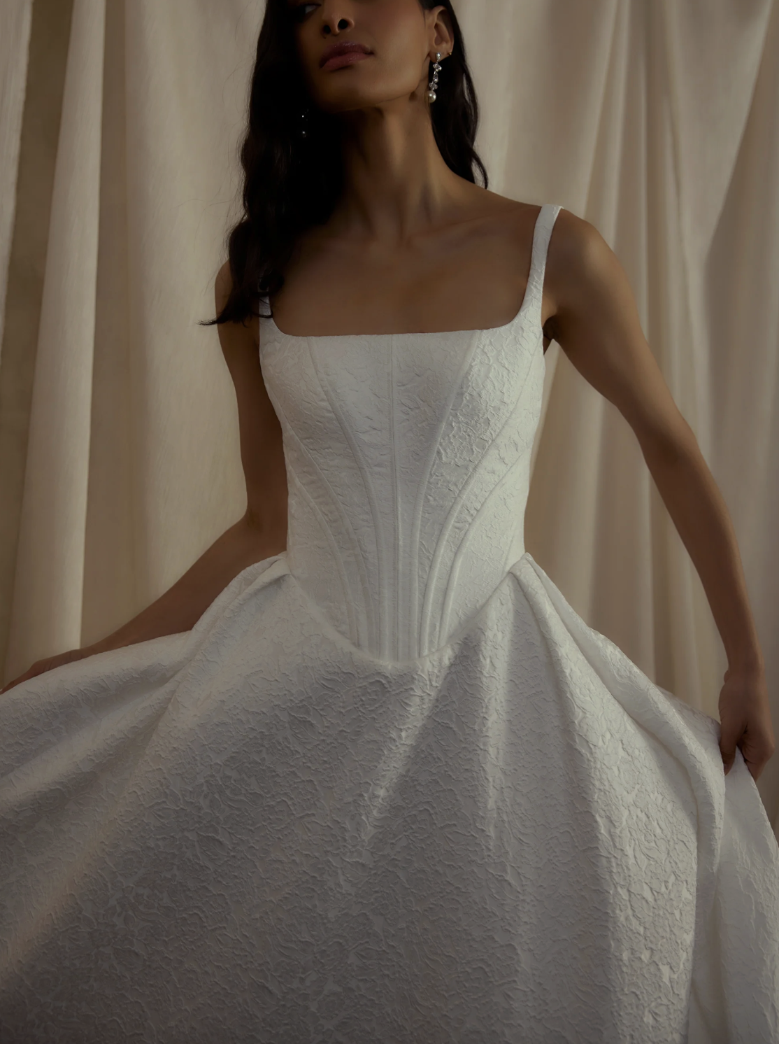 Denver CO Wedding Dress Shopping. Couture Wedding Dresses featuring Enaura with lace, pleating, basque waist, embroidery, & reception dresses. 