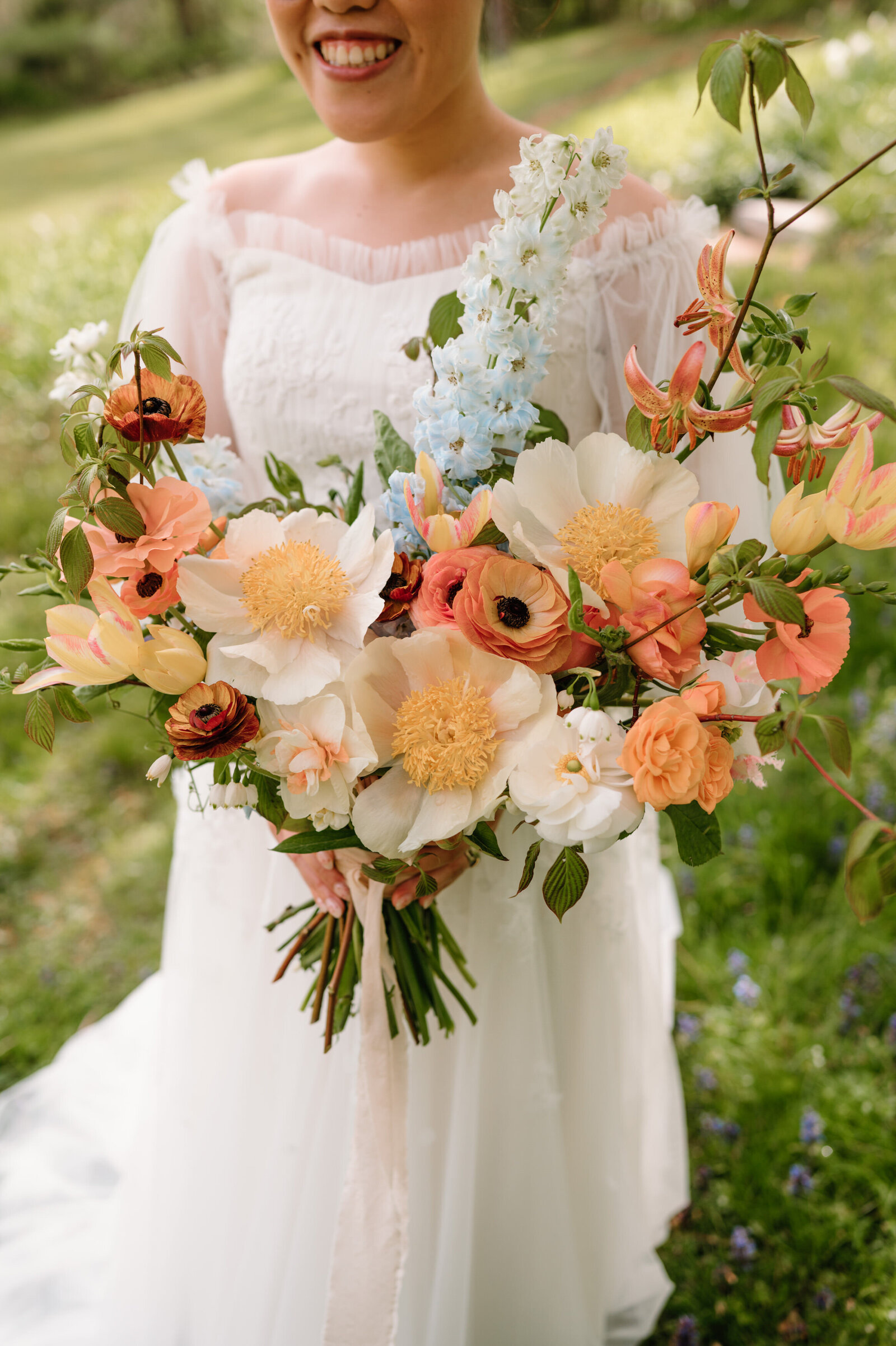 colorful springtime wedding bouquet