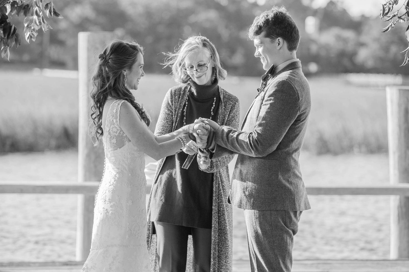 Bride and groom exchange vows, Boone Hall Plantation, Charleston, South Carolina