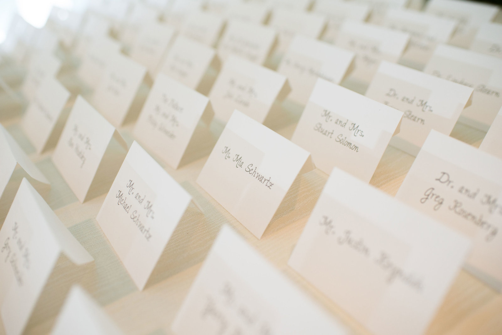place cards at Engineers Country Club