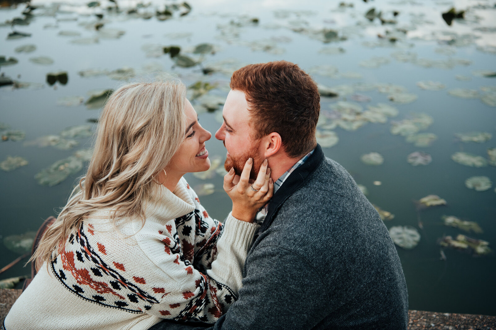 engagement photos at a lake