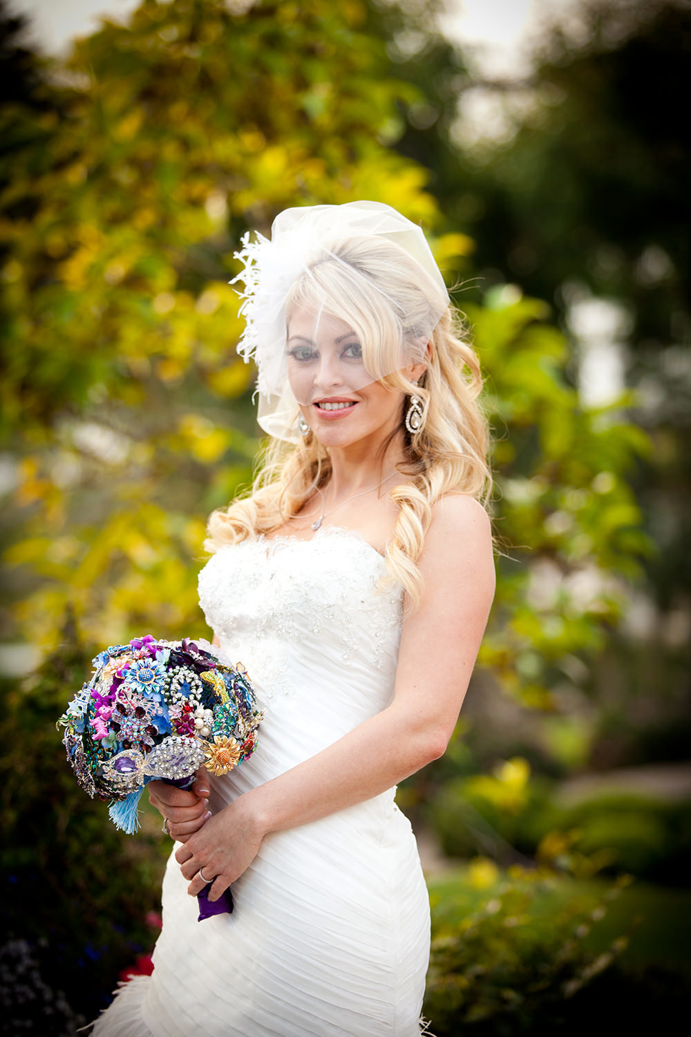 bride with vintage bouquet