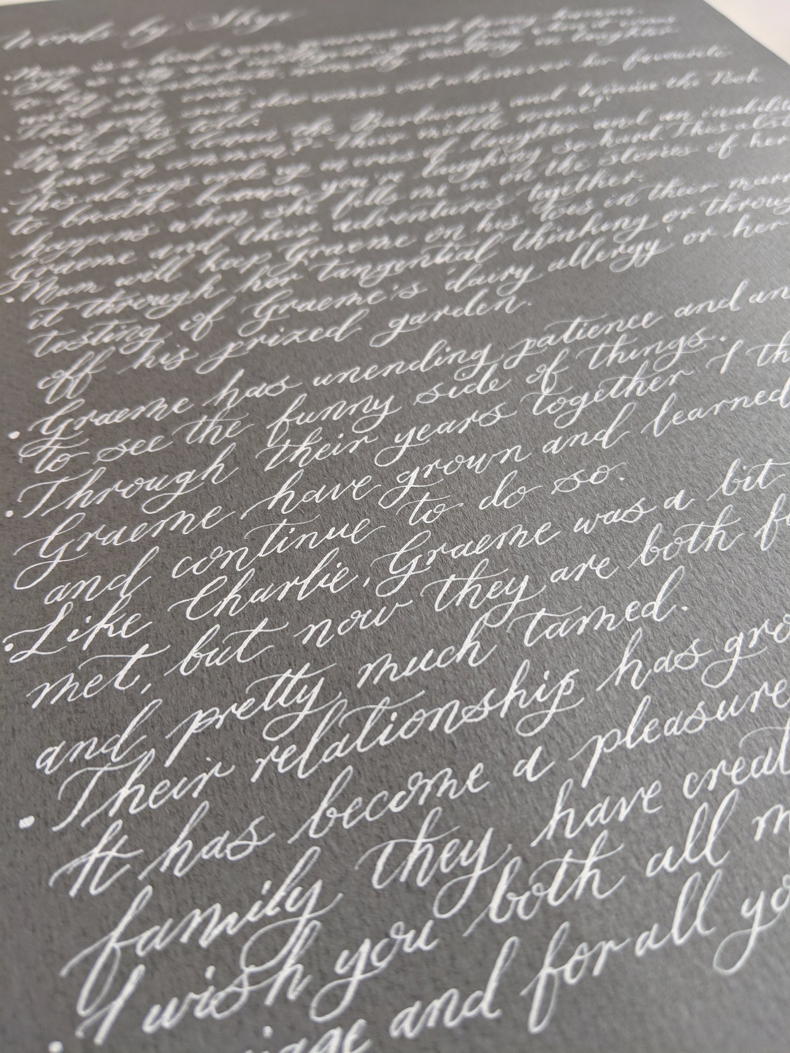 Custom calligraphy wedding vows | Jenni Liandu Calligraphy