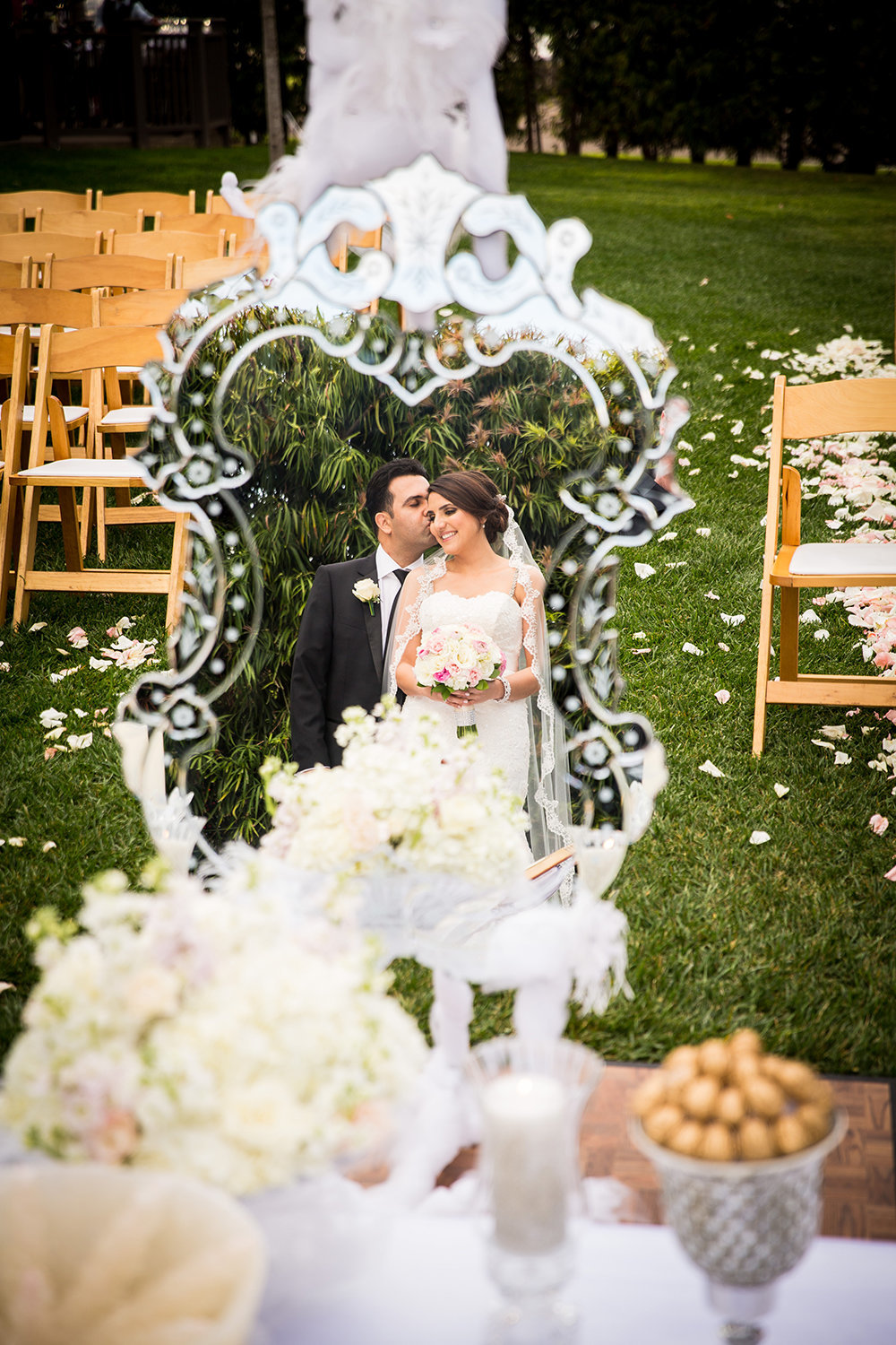 Portrait of bride and groom after their persian wedding ceremony