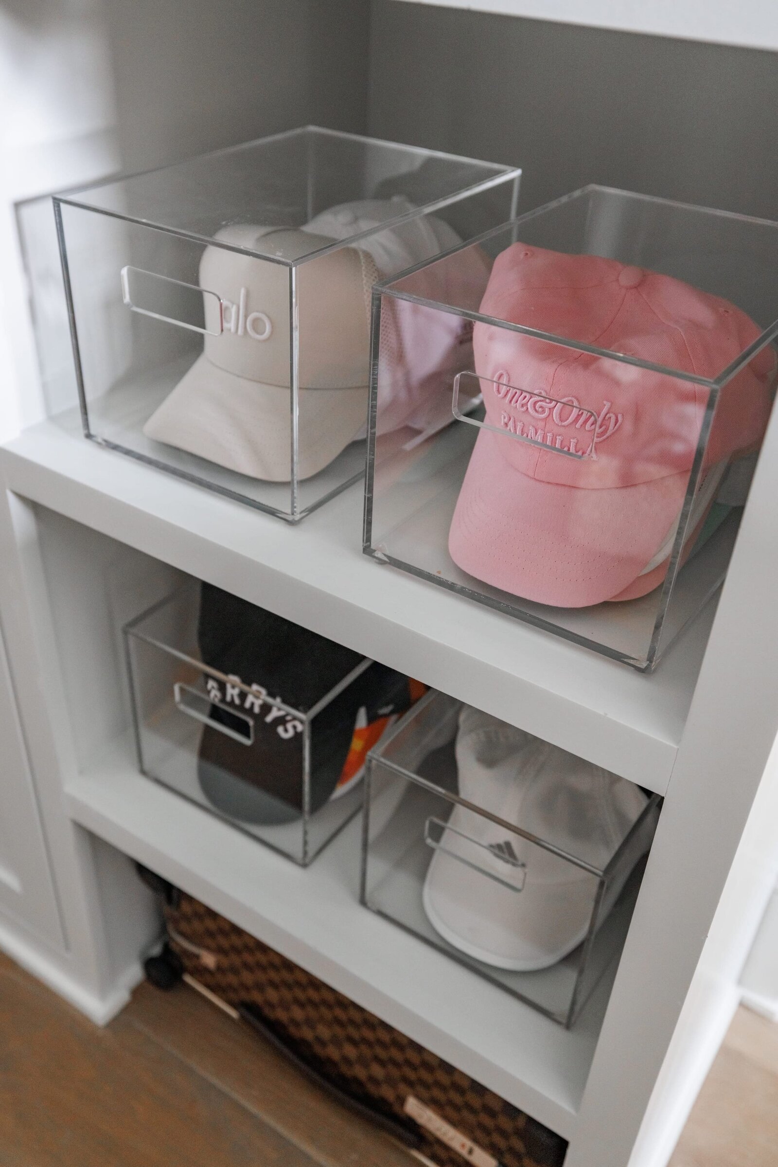 vision and hammer organizing womens closet hat bins
