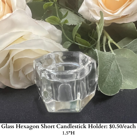 Glass Hexagon Short Candlestick Holder-970