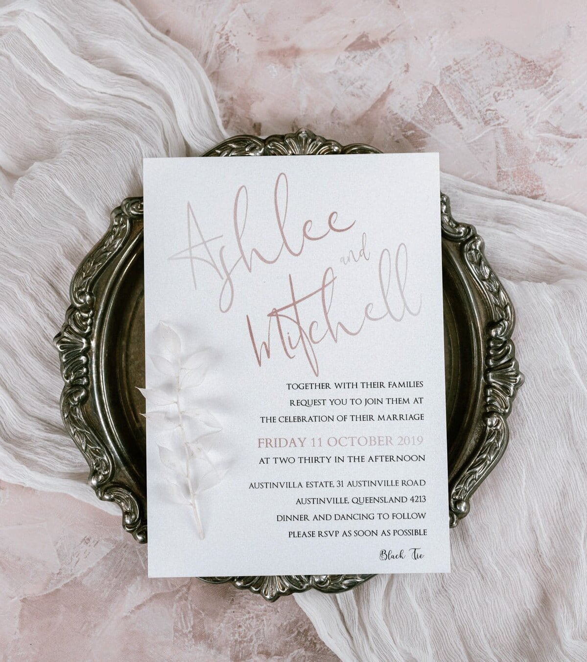 Austinvilla Estate wedding invitation