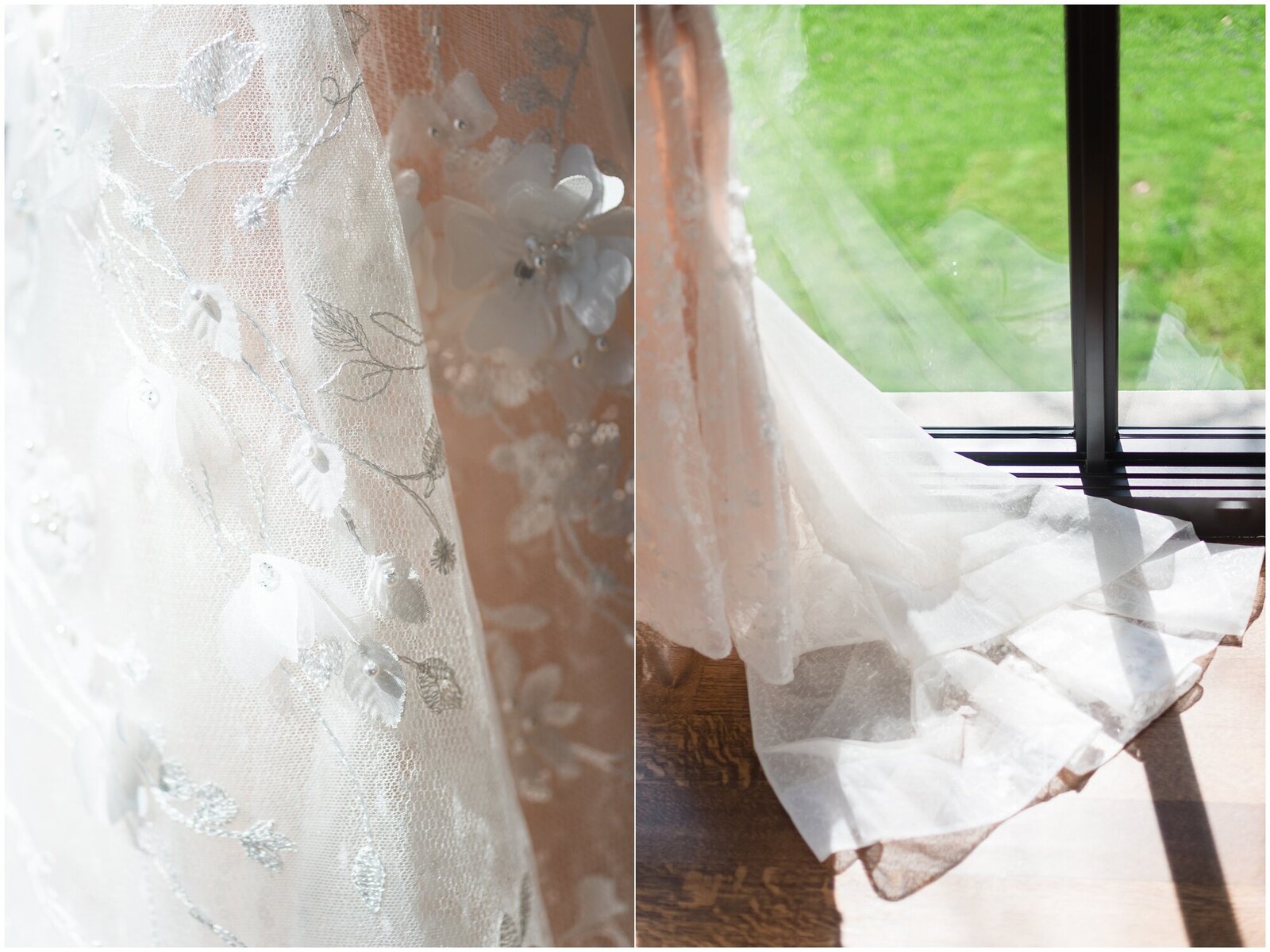 Detail shot of a bridal dress
