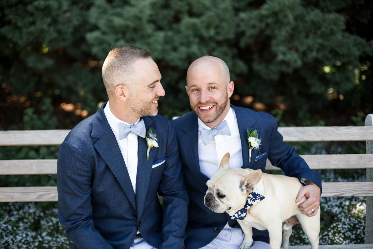 Two grooms pose for their wedding day in Seattle Washington by Danielle Motif Photography