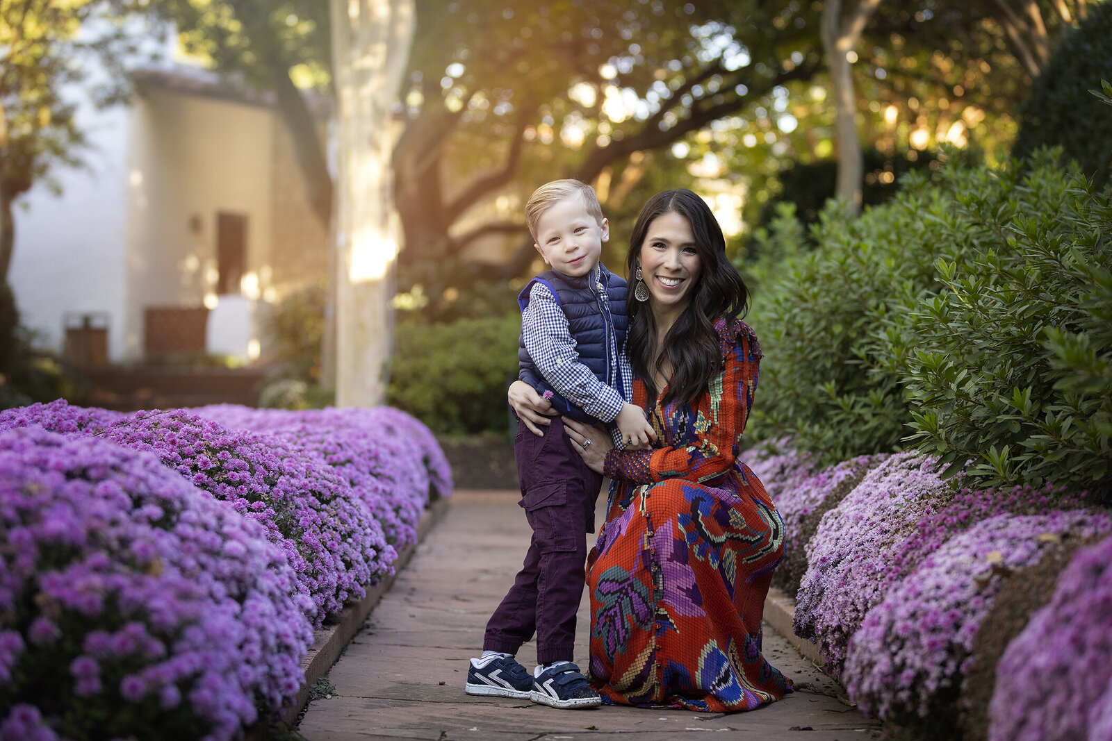 Mother and son at Dallas Arboretum, family photographer