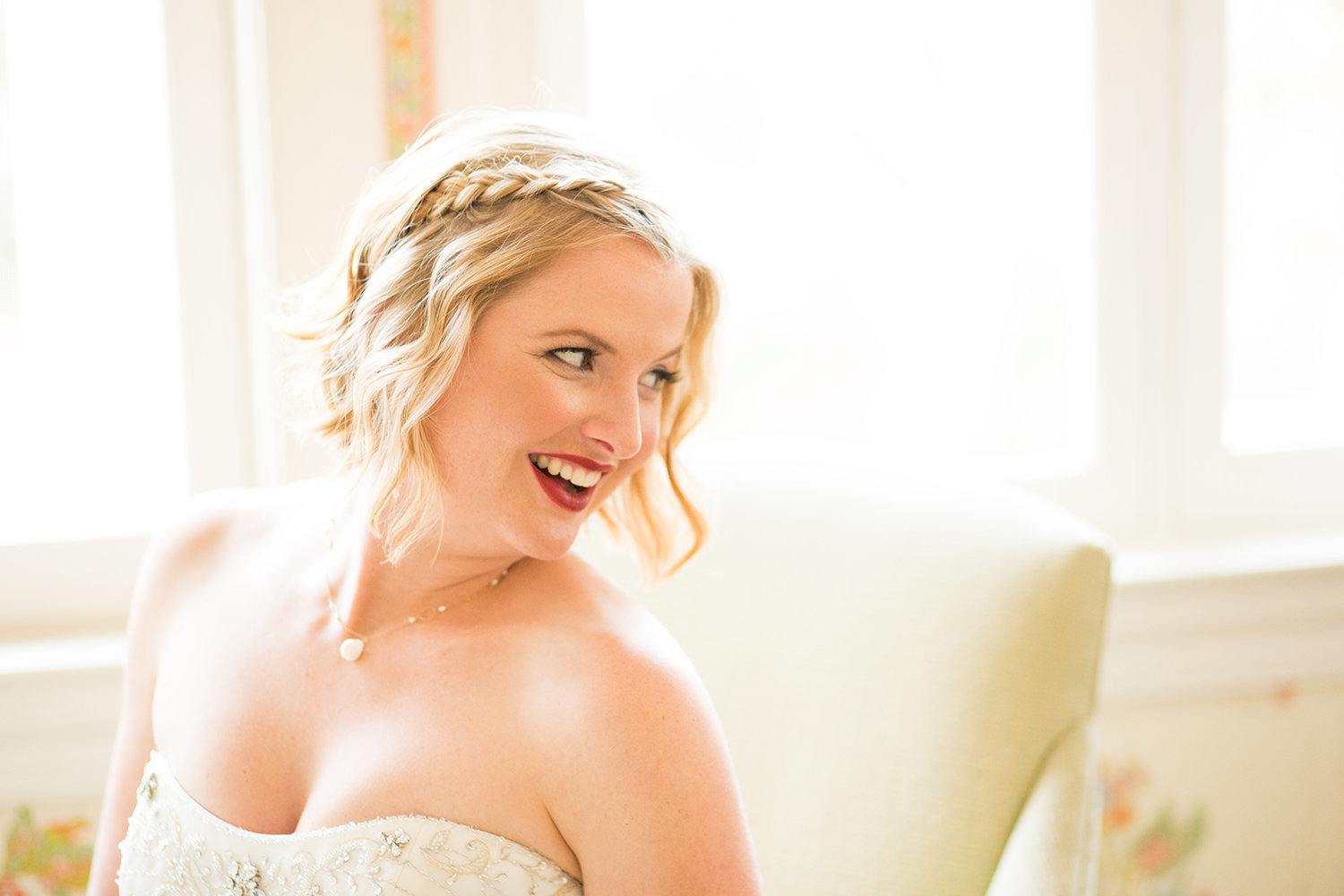 close up with bride at the darlington house laughing