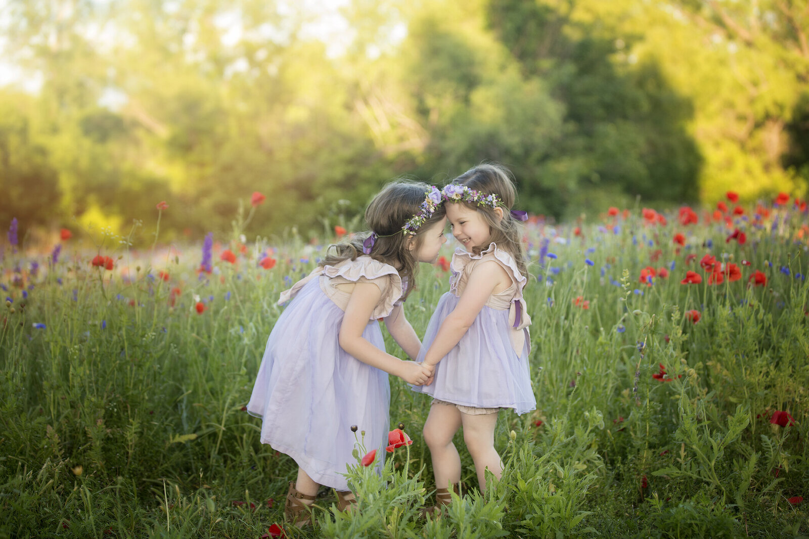 Siblings in Richardson wildflowers, Dallas photographer