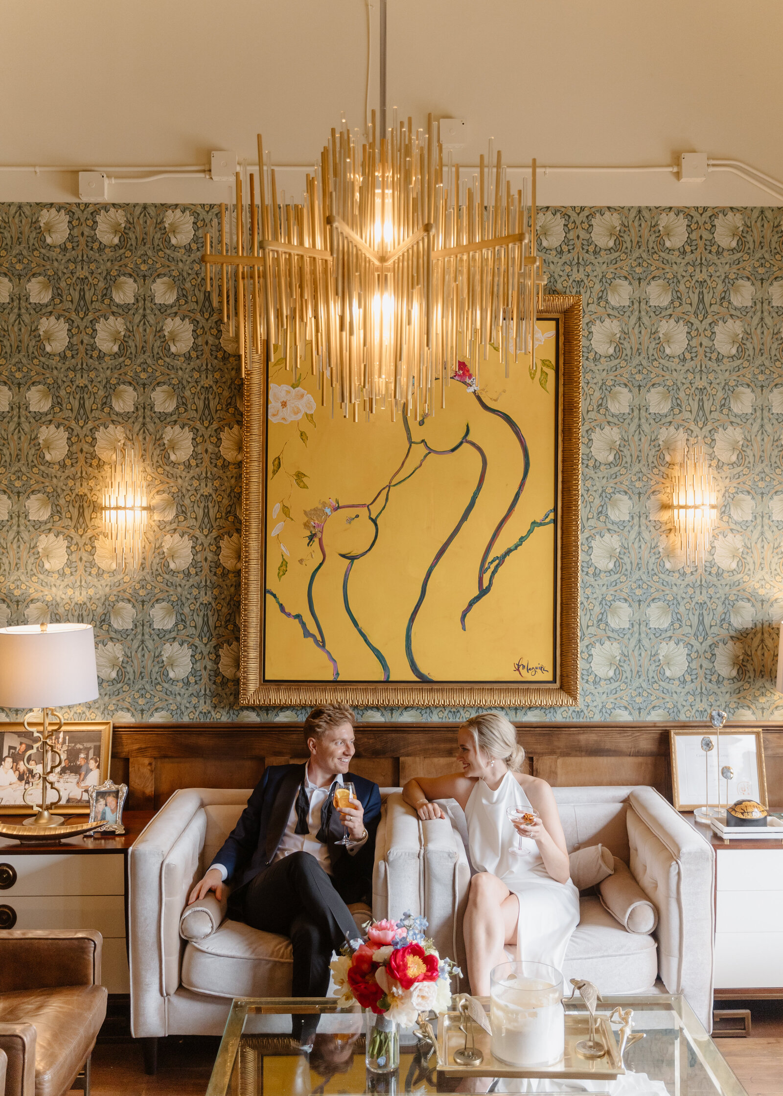 After their wedding, the bride and groom decided to share a few moments to themselves.