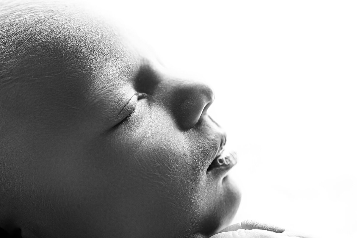 Side profile details of newborn baby taken by new jersey newborn photographer
