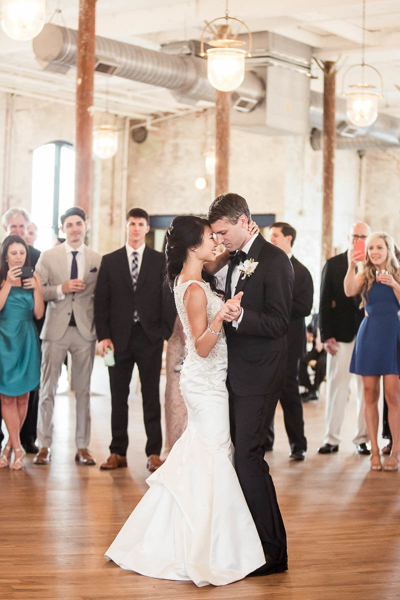 Bride and groom have first dance, The Cedar Room, Charleston Wedding Photographer.