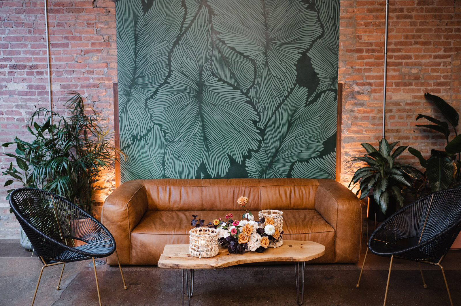 Green Mural and Lounge Furniture Event Space