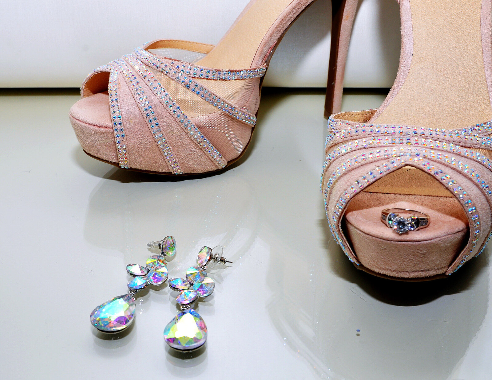 elegant wedding earrings and heels