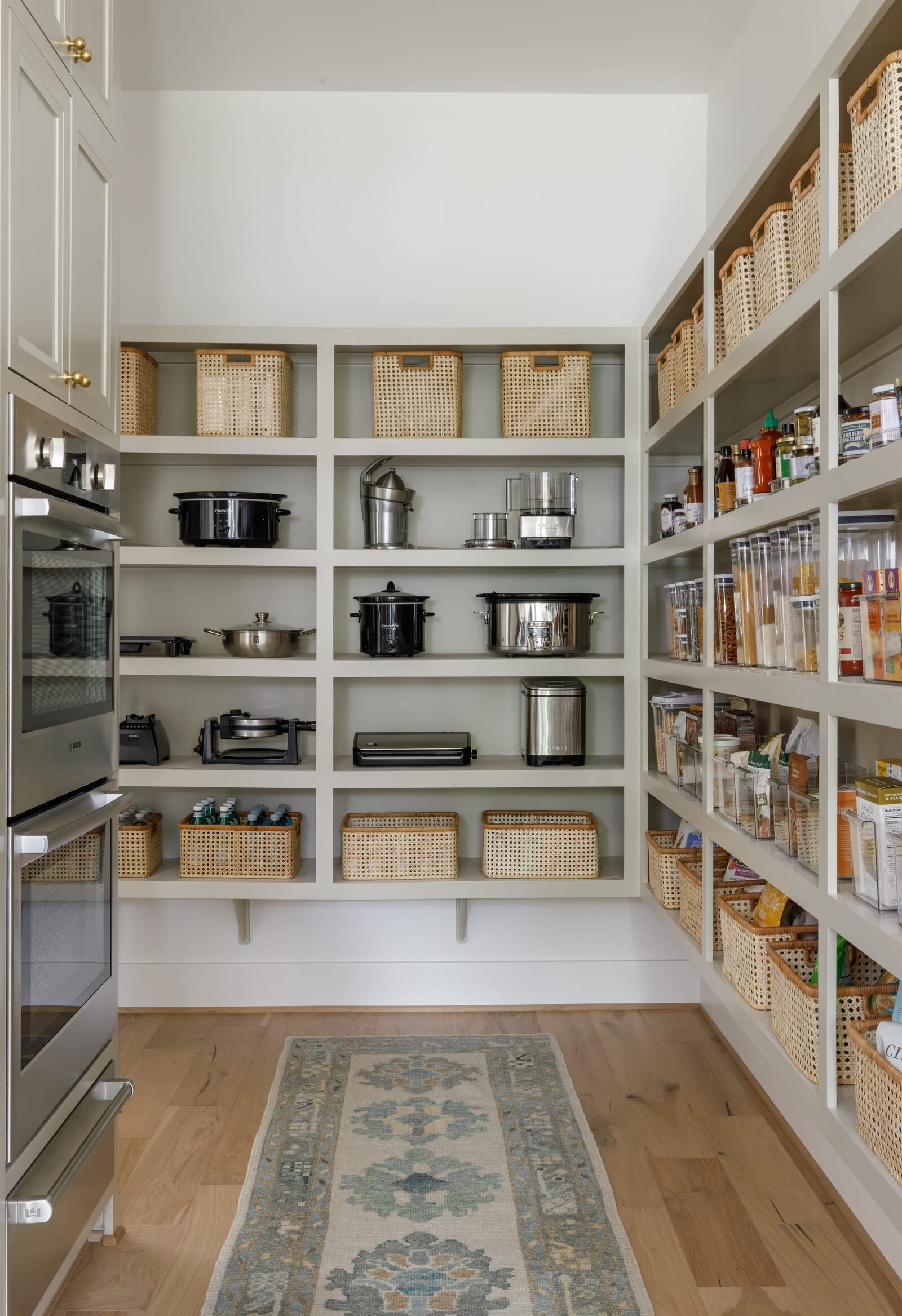 vision and hammer organizing pantry with kitchen small appliances on shelves
