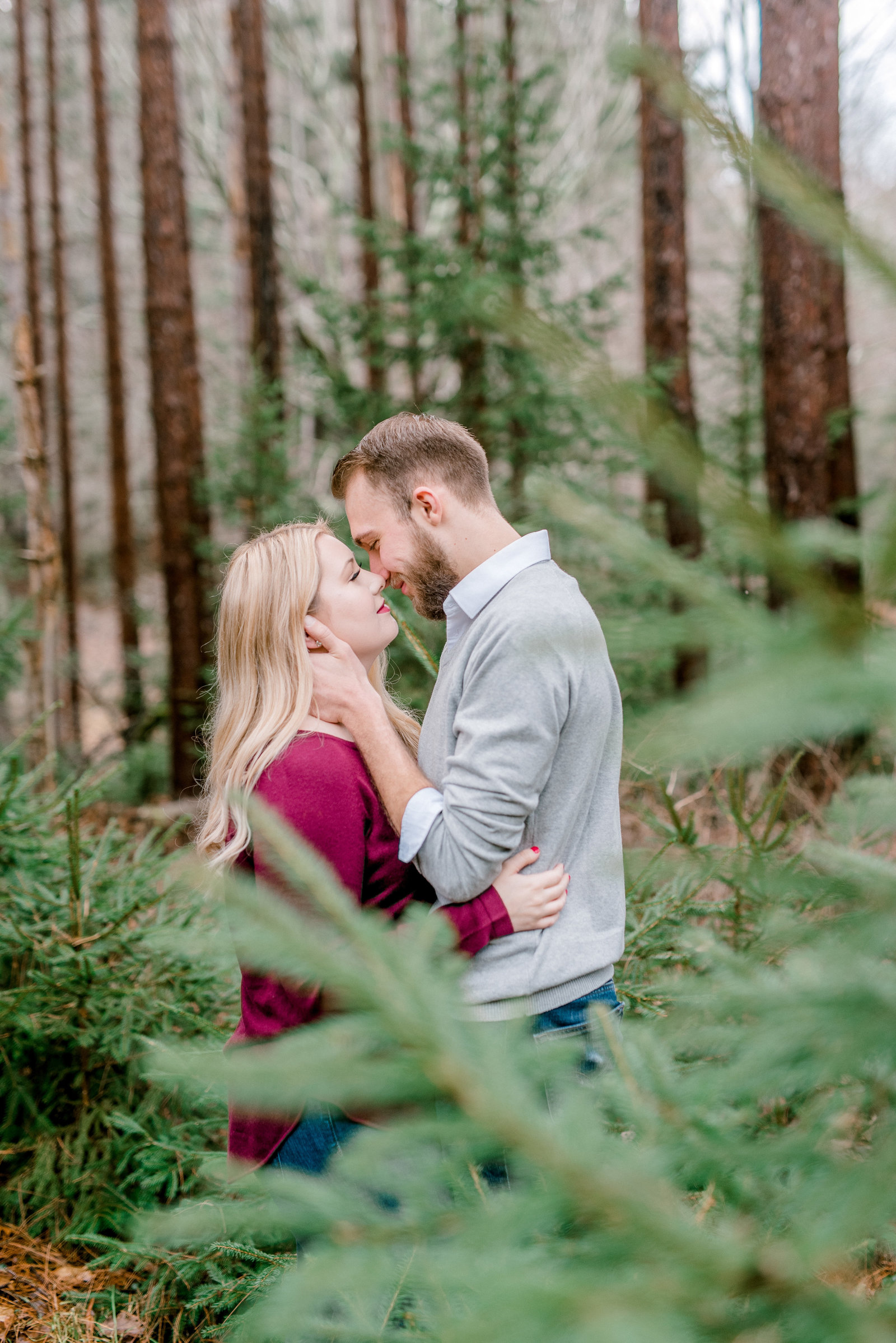 Pine Trees, Wooded Area Engagement Session in New Jersey